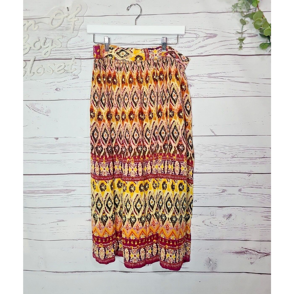 Chaudry KC Multicolor Argyle Pull On Boho Maxi Skirt‎ Womans Size Medium